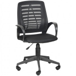 Кресло оператора Olss "Ирис", спинка сетка черная, сиденье ткань TW черная, опора-пиастра, 282496
