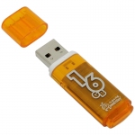 Память Smart Buy "Glossy"  16GB, USB 2.0 Flash Drive, оранжевый, SB16GBGS-Or