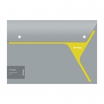 Папка-конверт на 2 кнопках Berlingo "xProject" А4, серая/желтая, 300мкм, EFb_A4232