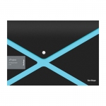 Папка-конверт на кнопке Berlingo "xProject" А4, черная/голубая, 300мкм, EFb_A4231