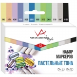 Набор маркеров для творчества Vista-Artista "Style" 12цв., пулевидный/скошенный, 0,7мм/1-7мм, Пастельные тона, 64155995124