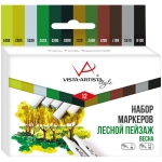 Набор маркеров для творчества Vista-Artista "Style" 12цв., пулевидный/скошенный, 0,7мм/1-7мм, Лесной пейзаж (Весна), 64157247474