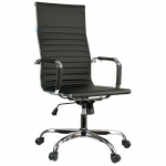 Кресло руководителя Helmi HL-E17 "Slim", экокожа черная, хром, 274832