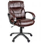 Кресло руководителя Helmi HL-E08 "Receipt", экокожа коричневая, 274834