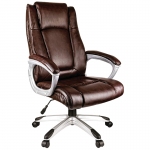 Кресло руководителя Helmi HL-E09 "Capital", экокожа коричневая, 274837