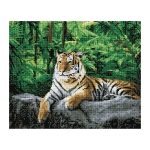 Алмазная мозаика ТРИ СОВЫ "Тигр в джунглях", 40*50см, холст, картонная коробка с пластиковой ручкой, АМ4050_47563