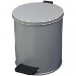 Ведро-контейнер для мусора (урна) Титан, 15л, с педалью, круглое, металл, серый металлик, 268446