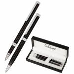 Набор Delucci "Classico": ручка шарик., 1мм и ручка-роллер, 0,6мм, синие, корпус черный, подарочная упаковка, CPn_12029