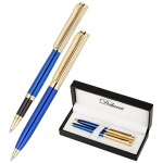 Набор Delucci "Azzurro": ручка шарик., 1мм и ручка-роллер, 0,6мм, синие, корпус син/зол., подарочная упаковка, CPn_11832