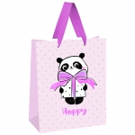 Пакет подарочный 18*23*10см MESHU "PandaGift_Pink", отд. фольгой, матовая ламинация, MS_45728