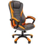 Кресло игровое Chairman "Game 22", экокожа премиум серая/оранжевая, 7019435/7023921