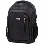 Рюкзак Berlingo City "Comfort black" 42*29*17см, 3 отделения, 3 кармана, отделение для ноутбука, USB разъем, эргономическая спинка, RU06954