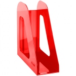 Лоток для бумаг вертикальный СТАММ "Фаворит", тонированный красный, ширина 90мм, ЛТВ-30558