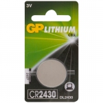 Батарейка GP CR2430 (DL2430) литиевая, BC1, GP CR2430-2C1