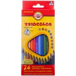 Карандаши цветные Koh-I-Noor "TrioColor", 24цв., трехгран., заточен., европодвес, 3134024004KSRV