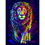 Картина по номерам на картоне ТРИ СОВЫ "Неоновый лев", 30*40, с акриловыми красками и кистями, КК_44028