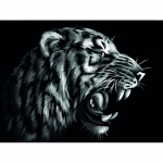 Картина по номерам на картоне ТРИ СОВЫ "Монохромный тигр", 30*40, с акриловыми красками и кистями, КК_44030