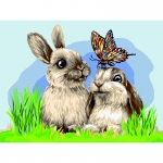 Картина по номерам на картоне ТРИ СОВЫ "Милые кролики", 30*40, с акриловыми красками и кистями, КК_44036