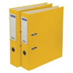 Папка-регистратор OfficeSpace, 70мм, бумвинил, с карманом на корешке, желтая, 295633