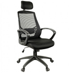 Кресло руководителя Helmi HL-E30 "Ergo" LT, регулируемые подголовник и поясничный упор, ткань черная, 284604