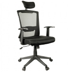 Кресло руководителя Helmi HL-E31 "Ergo", рег. подгол. и пояс. упор, мех. кач. "Люкс", ткань черная, 284605