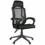 Кресло руководителя Helmi HL-E32 "Ergo" LUX, рег. подлок., подголов. и пояс. упор, ткань черная, 284606