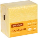 Салфетки бумажные OfficeClean, 1 слойн., 24*24см, желтые, 100шт., 255442