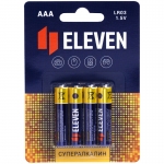 Батарейка Eleven SUPER AAA (LR03) алкалиновая, BC4, 301754