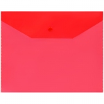 Папка-конверт на кнопке OfficeSpace А5 (190*240мм), 120мкм, пластик, полупрозрачная, красная, 344556
