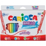 Фломастеры двусторонние Carioca "Birello", 24цв., 24шт., смываемые, картон, европодвес, 41521