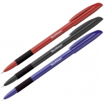 Ручка шариковая Berlingo "Metallic Pro" синяя, 0,7мм, грип, CBp_70753