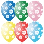 Воздушные шары,  25шт., M12/30см, ПатиБум "Ромашки", пастель+декор, растровый рисунок, 4690296040789
