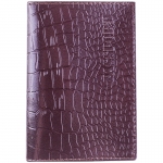 Обложка для паспорта OfficeSpace кожа тип 2, темно-коричневый, крокодил, KPs_1649 / 176876