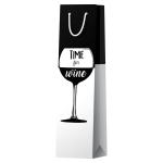 Пакет подарочный 12*36*8,5см ArtSpace "Time for wine. Black", матовое ламинирование, выб. лак, под бутылку, Lb_46172