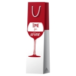 Пакет подарочный 12*36*8,5см ArtSpace "Time for wine. Red", матовое ламинирование, выб. лак, под бутылку, Lb_46174