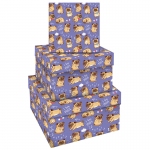 Набор квадратных коробок 3в1, MESHU "Pugs", (19,5*19,5*11-15,5*15,5*9см), MS_46590
