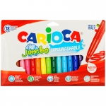 Фломастеры Carioca "Jumbo", 18цв., утолщенные, смываемые, картон, европодвес, 40566