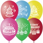 Воздушные шары,  50шт., M10/25см, ПатиБум "С Днем Рождения", пастель+декор, 4690296048808