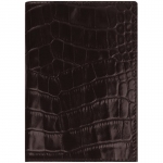 Обложка для паспорта Кожевенная мануфактура с кож. карманом, темно-коричневый крокодил, нат. кожа, Оbl_11121