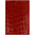 Обложка для паспорта Кожевенная мануфактура с кож. карманом, красный крокодил, нат. кожа, Оbl_11122
