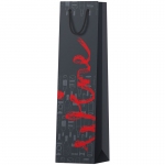 Пакет подарочный 12*36*8,5см ArtSpace "Black and red", отд. выбор. лаком, матовое ламинированние, под бутылку, Pb_39844