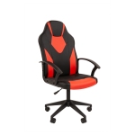Кресло игровое Стандарт "СТ-17", PL, гейм, экокожа черная/красная, пиастра, 7104021