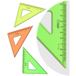 Треугольник 45°, 9см СТАММ, пластиковый, прозрачный, неоновые цвета, ассорти, ТК32