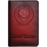 Обложка для паспорта Кожевенная мануфактура, "Руссо Туристо", нат. кожа, красная, в деревянной упаковке, Оbl_11125