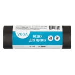 Мешки для мусора 30л Vega ПНД, 48*55см, 5мкм, 20шт., черные, в рулоне, 344023