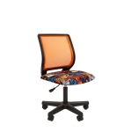 Кресло детское Chairman Kids 112, PL черный, сетка оранжевая/ткань велюр, crazy, пиастра, без подлокотников, 7110391