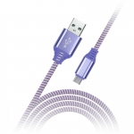 Кабель Smartbuy iK-12NS, USB2.0 (A) - microUSB (B), в оплетке, 2A output, 1м, фиолетовый, iK-12NS violet