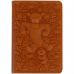 Обложка для паспорта Кожевенная мануфактура, нат. кожа, "Тигр 3", коричневый, Оbl_11130