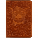 Обложка для паспорта Кожевенная мануфактура, нат. кожа, "Свин", коричневый, Оbl_11132
