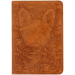 Обложка для паспорта Кожевенная мануфактура, нат. кожа, "Пес Мудрый", коричневый, Оbl_11133